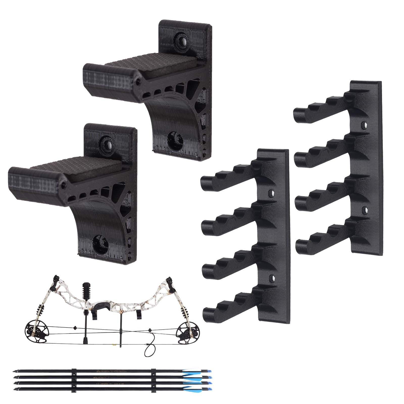 Archery Wall-Mounted Bow Rack and Arrow Holder - Bow Wall Mount Storage for R...