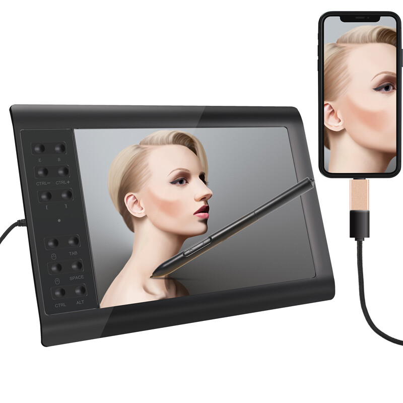 Graphics Drawing Tablet HD Screen+Digital Pen Kit Quick Reading Pressure Sensing