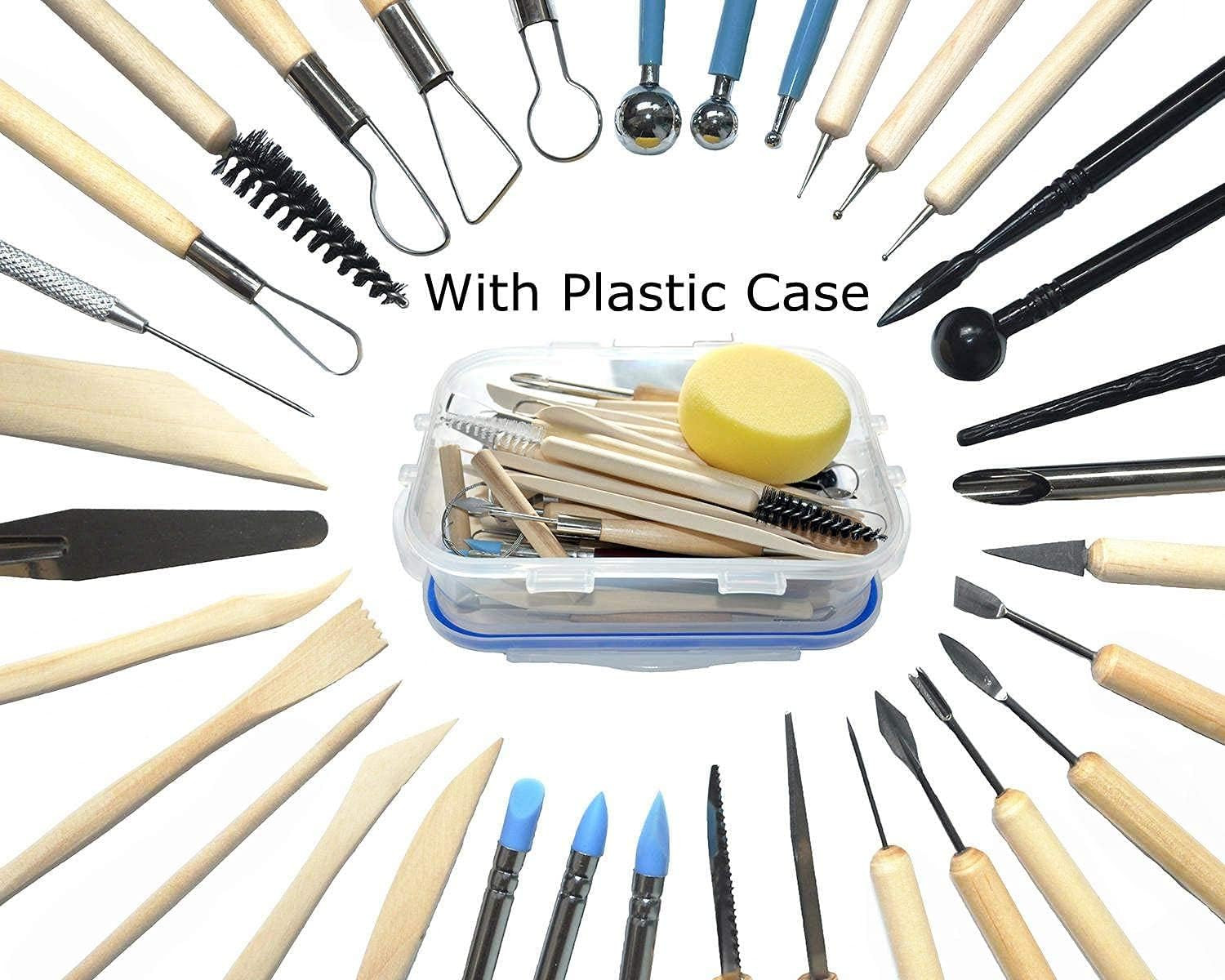 57PCS Ceramic Clay Tools Set with Plastic Case Modeling Pottery Sculpting Tools