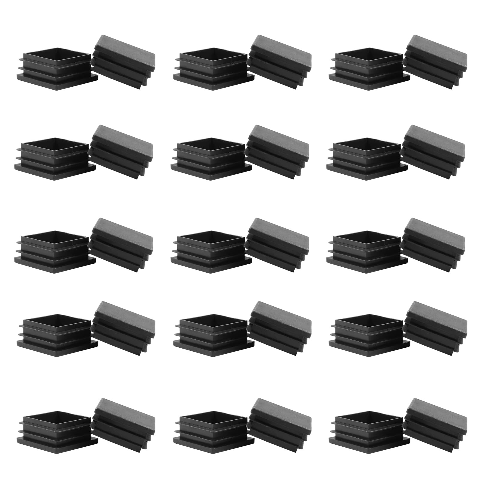 30PCS 1.5 Inch Square Plastic Tube End Caps Black Chair Leg Plugs