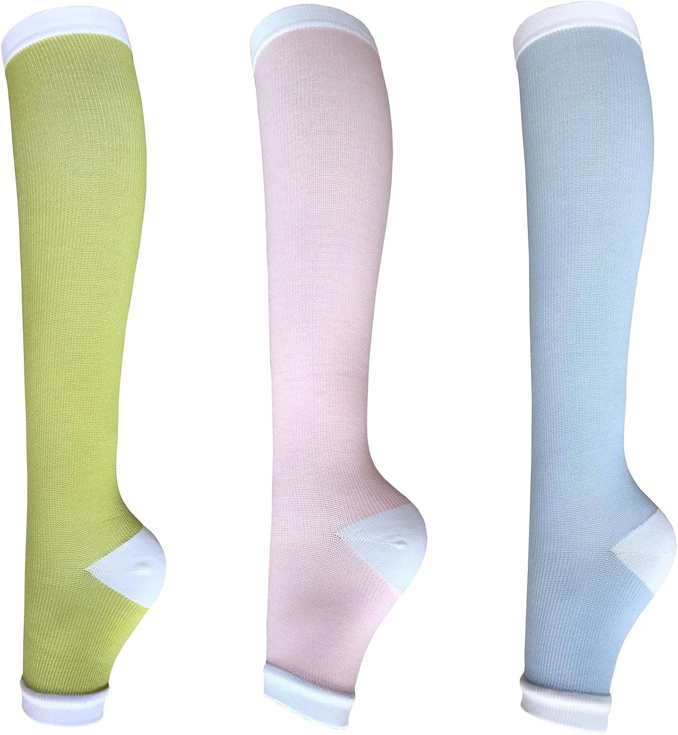 3Pairs Open Toe Toeless Compression Socks(15-20mmHg) for Men Women Support...