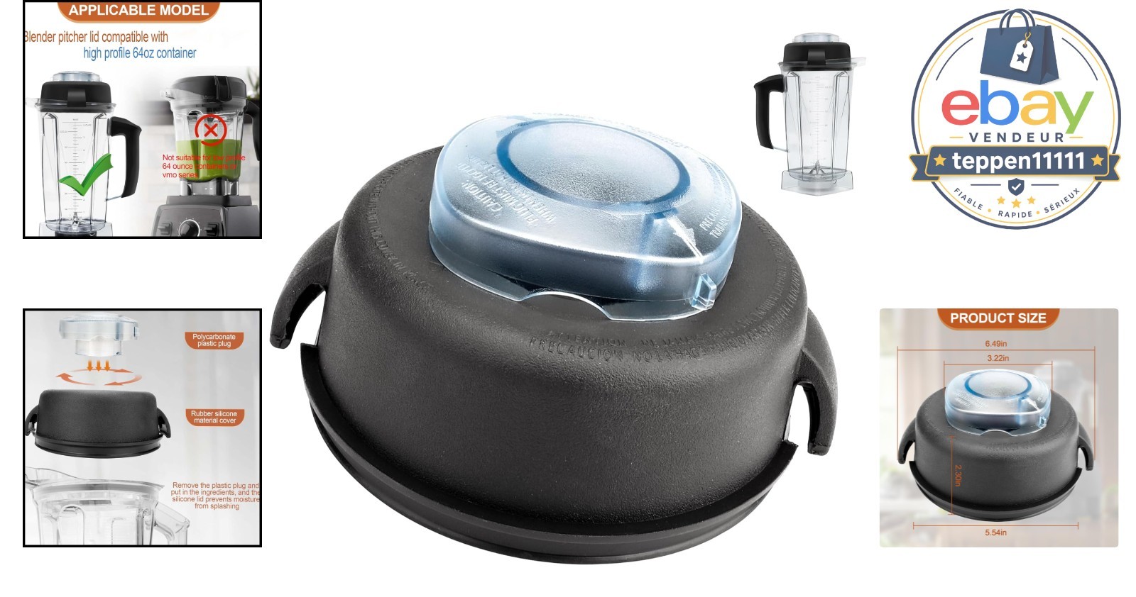 Blender Replacement Lid 64-Ounce High Profile Container