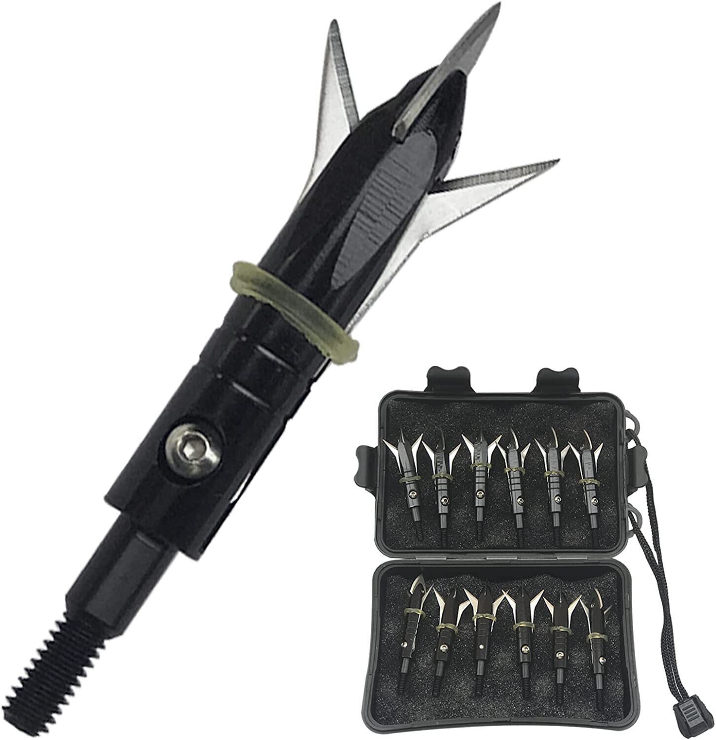 12Pcs Hunting Broadheads 100Gr Golden Expandable Sharp Blade Crossbow Arrow Tips