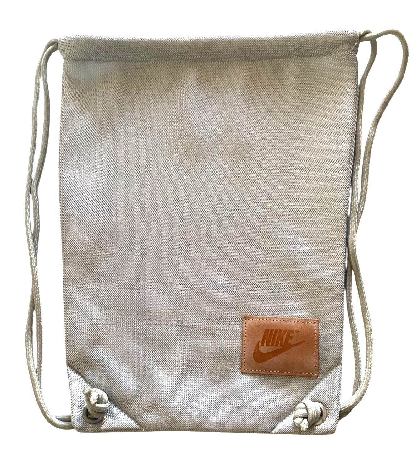 Nike Drawstring Gym Bag Light Gray W/ Logo Patch Sports Gym & Travel 16"H X 13"W