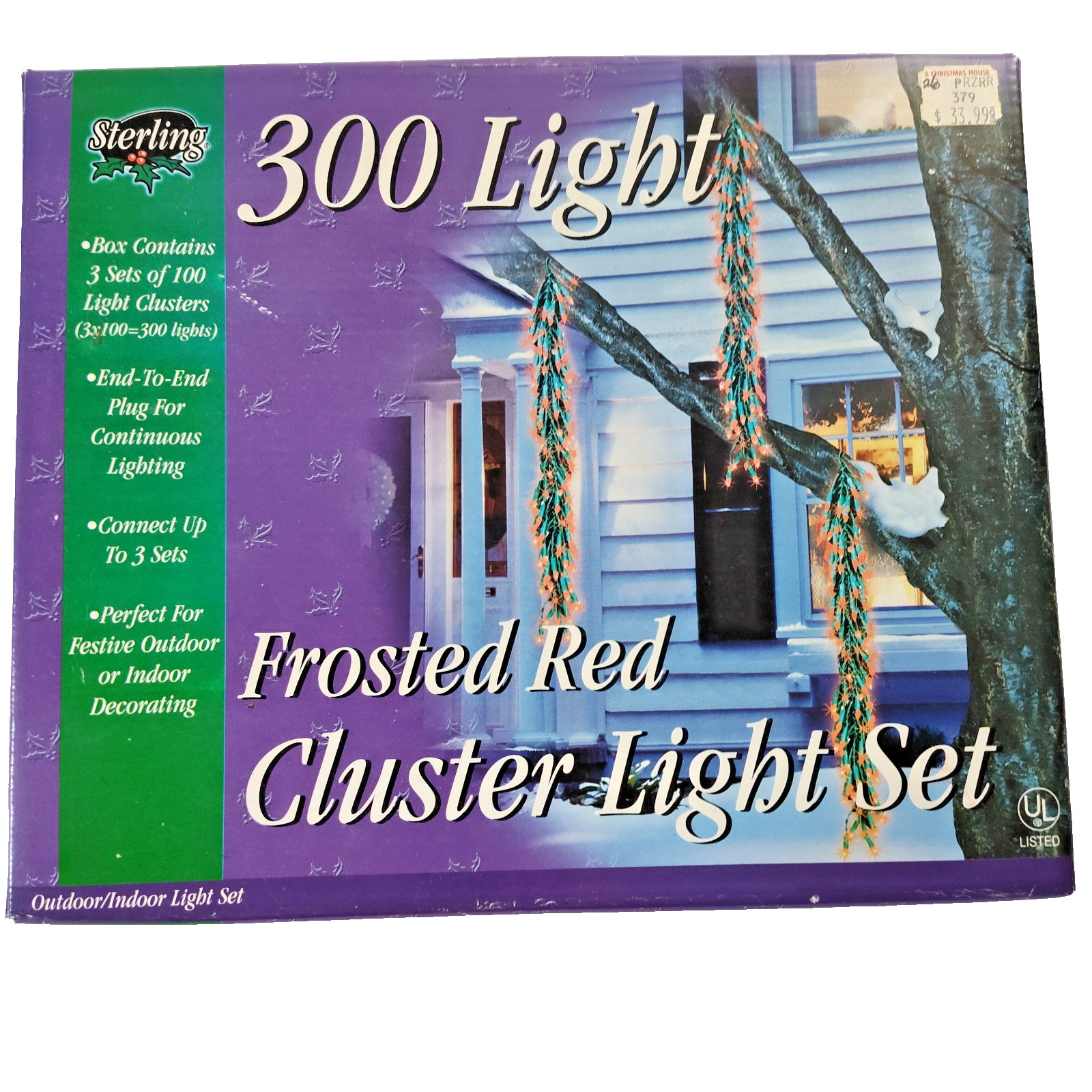 Sterling 300 Frosted Red Cluster Christmas Lights Outdoor Indoor Holiday Decor