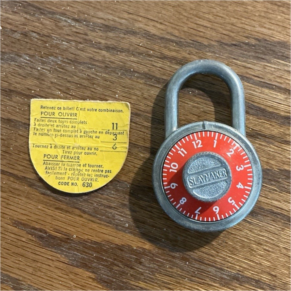 Slaymaker 630 Steel Dial Combination Padlock Not Resettable Made in USA
