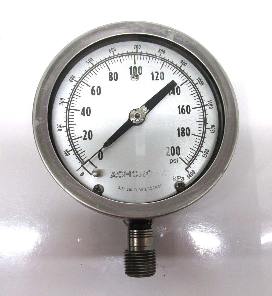 Ashcroft KPA 1400 0-200 Psi 4.5" Dial w/  1/2" Lower Connection. ITL