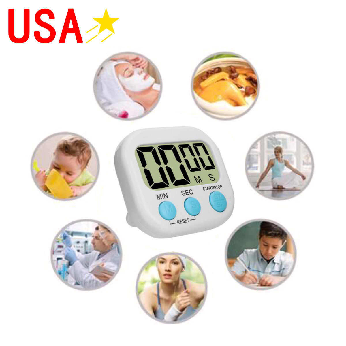 Kitchen Timer Digital Large Magnet Cooking LCD Alarm Loud Count Down Clear 99min