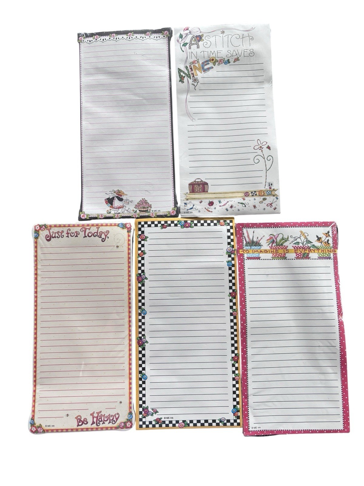 SET OF 5 MARY ENGELBREIT 8" MAGNETIC SHOPPING 30 LINED SHEET LIST PADS Lot