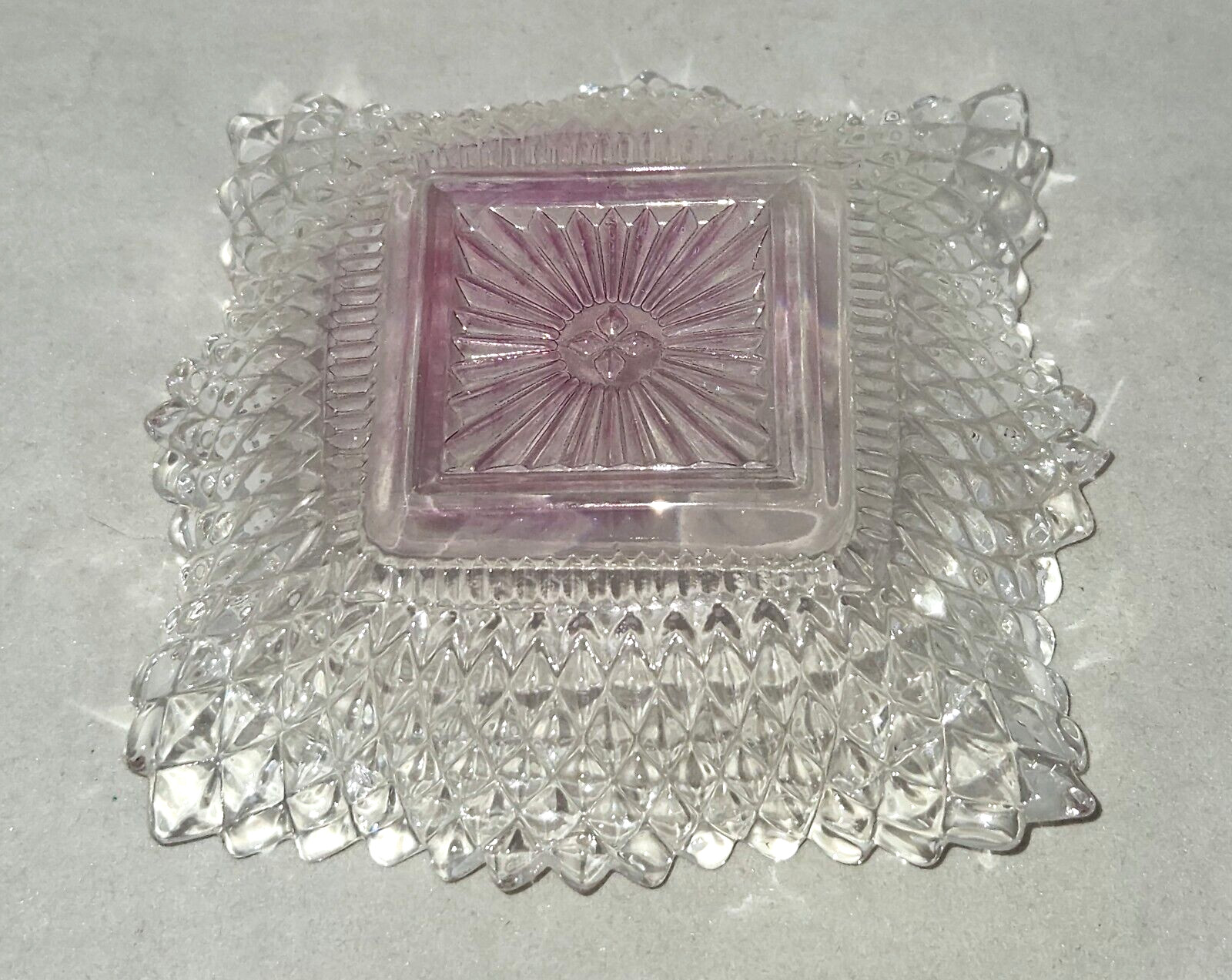 Federal Glass TRADITIONS Ruby Flashed Diamond Ruffled Square BON BON DISH
