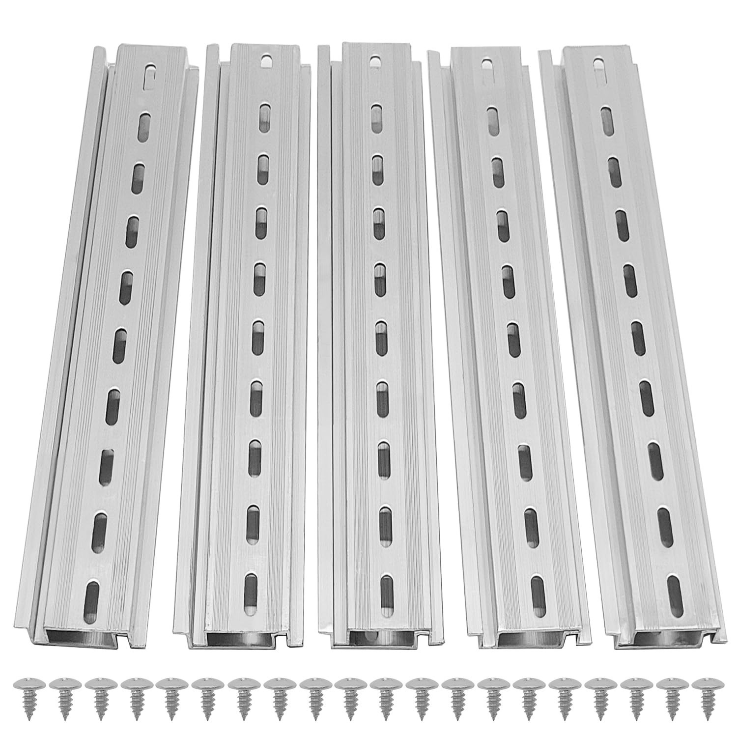 10 Pieces DIN Rail Slotted Aluminum RoHS 8 in. long 35mm 7.5mm 6.67 ft. Total..