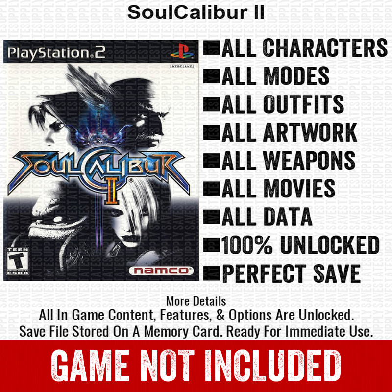 SoulCalibur II 100% PS2 Memory Card All CHEATS ITEMS
