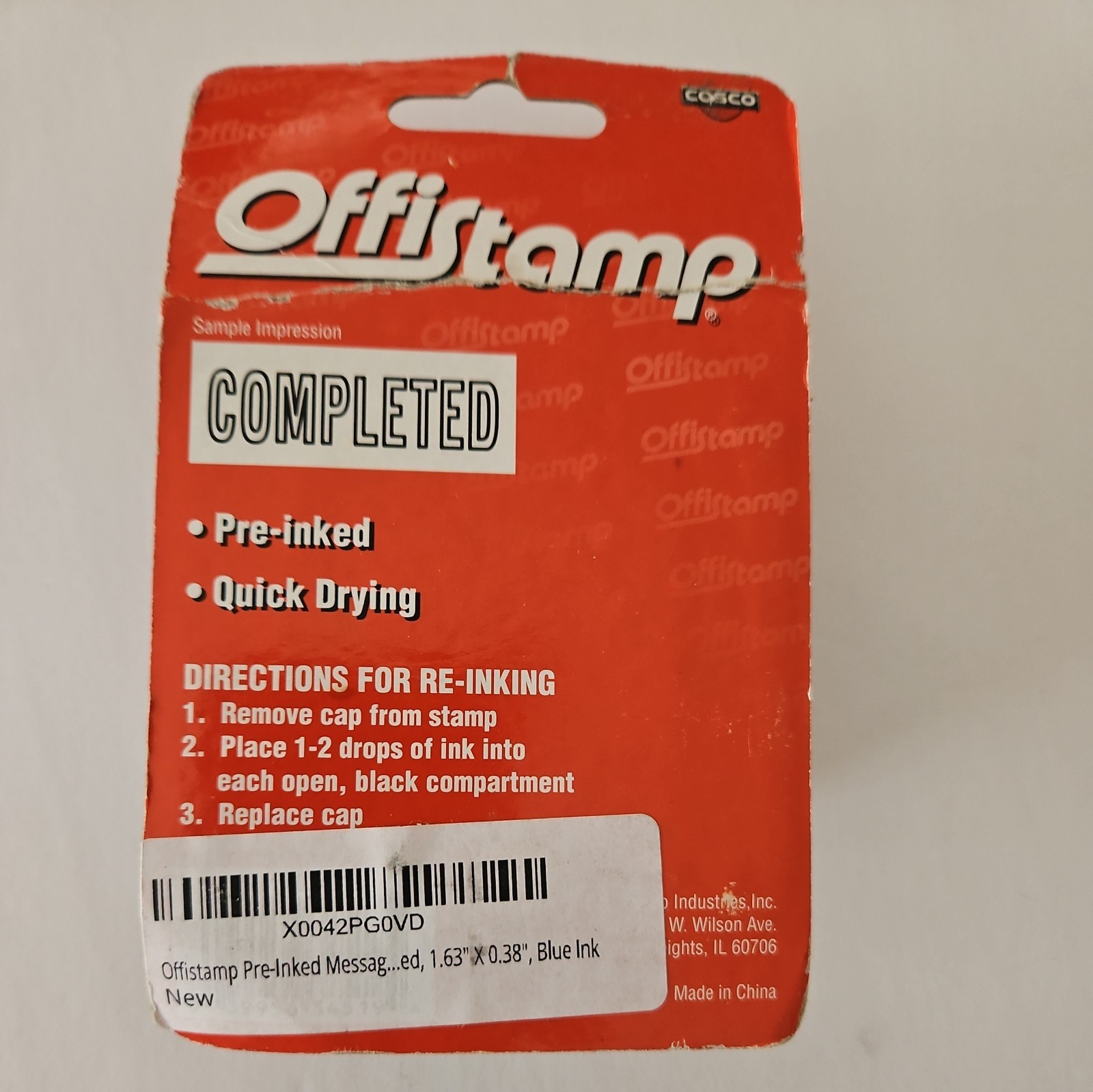 Offistamp Entered Stamp Preinked Quick Drying Blue