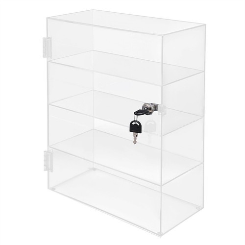 Acrylic Display Case Countertop Clear Box Dustproof Shelves Showcase W/ Lock USA