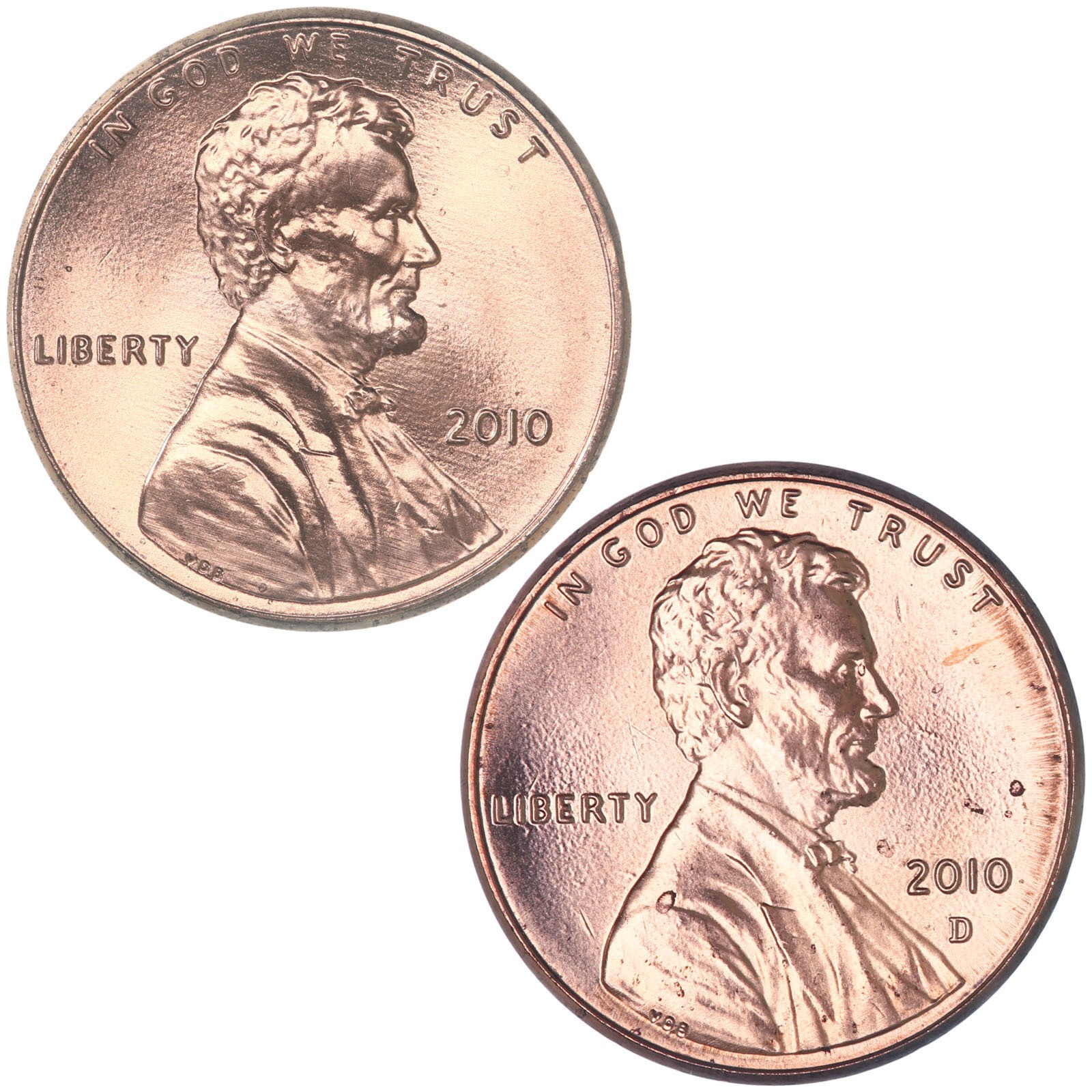 2010 P D Lincoln Shield Cent Brilliant Uncirculated 2 Coin Year Set