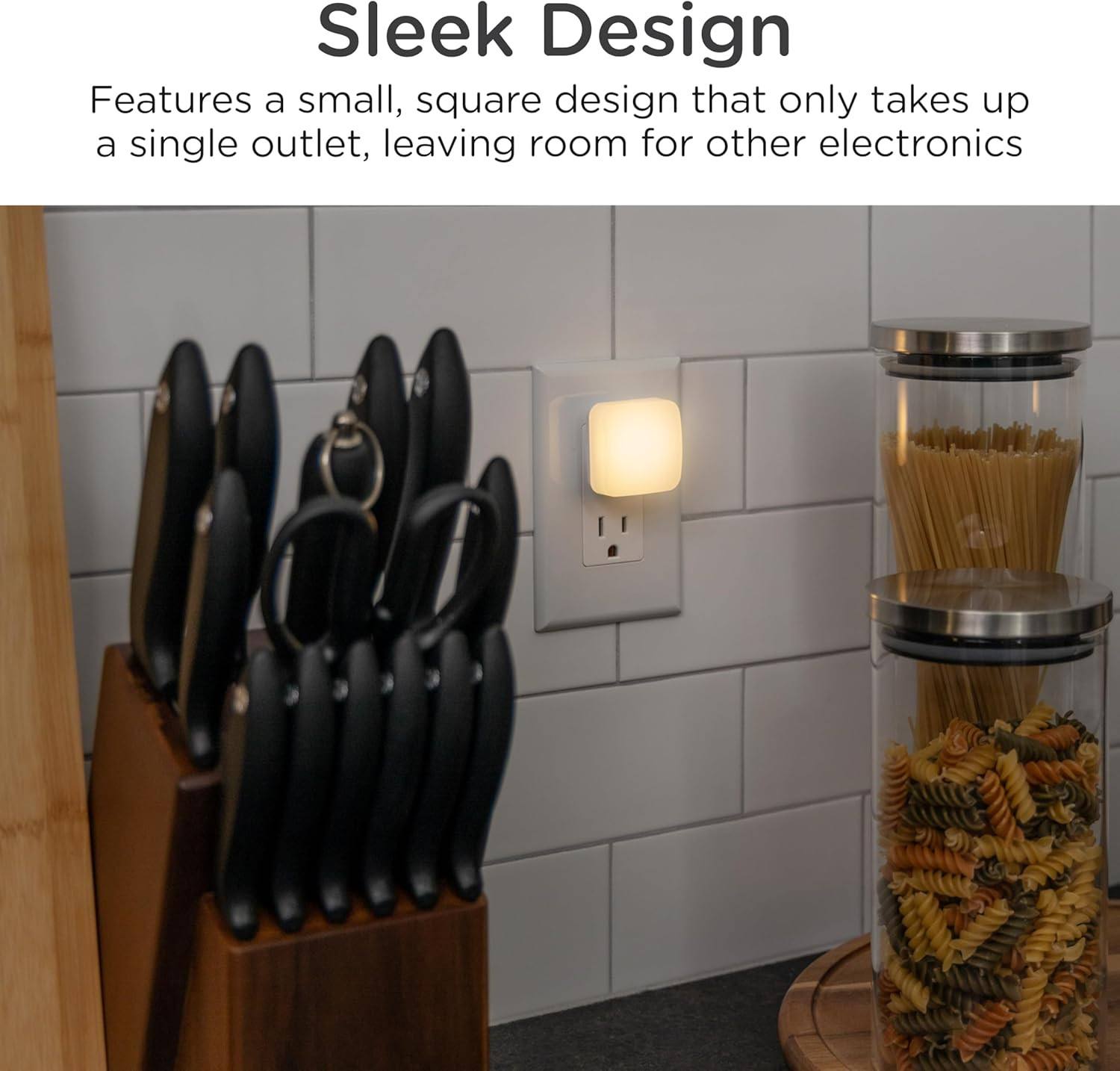 Mini Square LED Night Light, Plug In, Dusk to Dawn Sensor | Warm 3000K, Compact