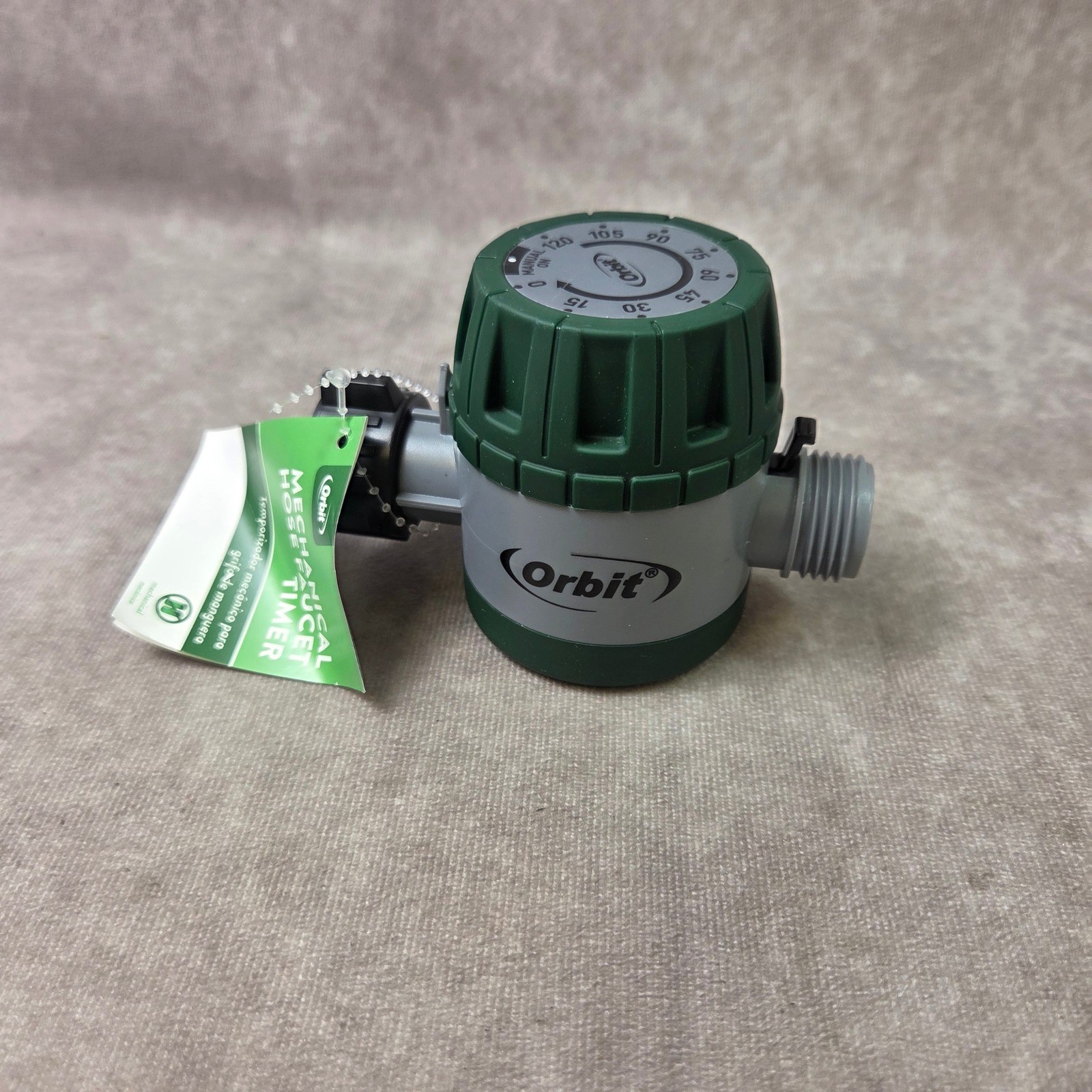 Orbit Mechanical Hose Faucet Timer 120 Minute Manual Watering Green Gray 62034