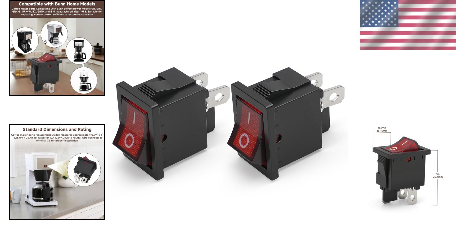 2pack for Replacement Warmer Switch Compatible with Bunn Coffee Makers GR, GR...