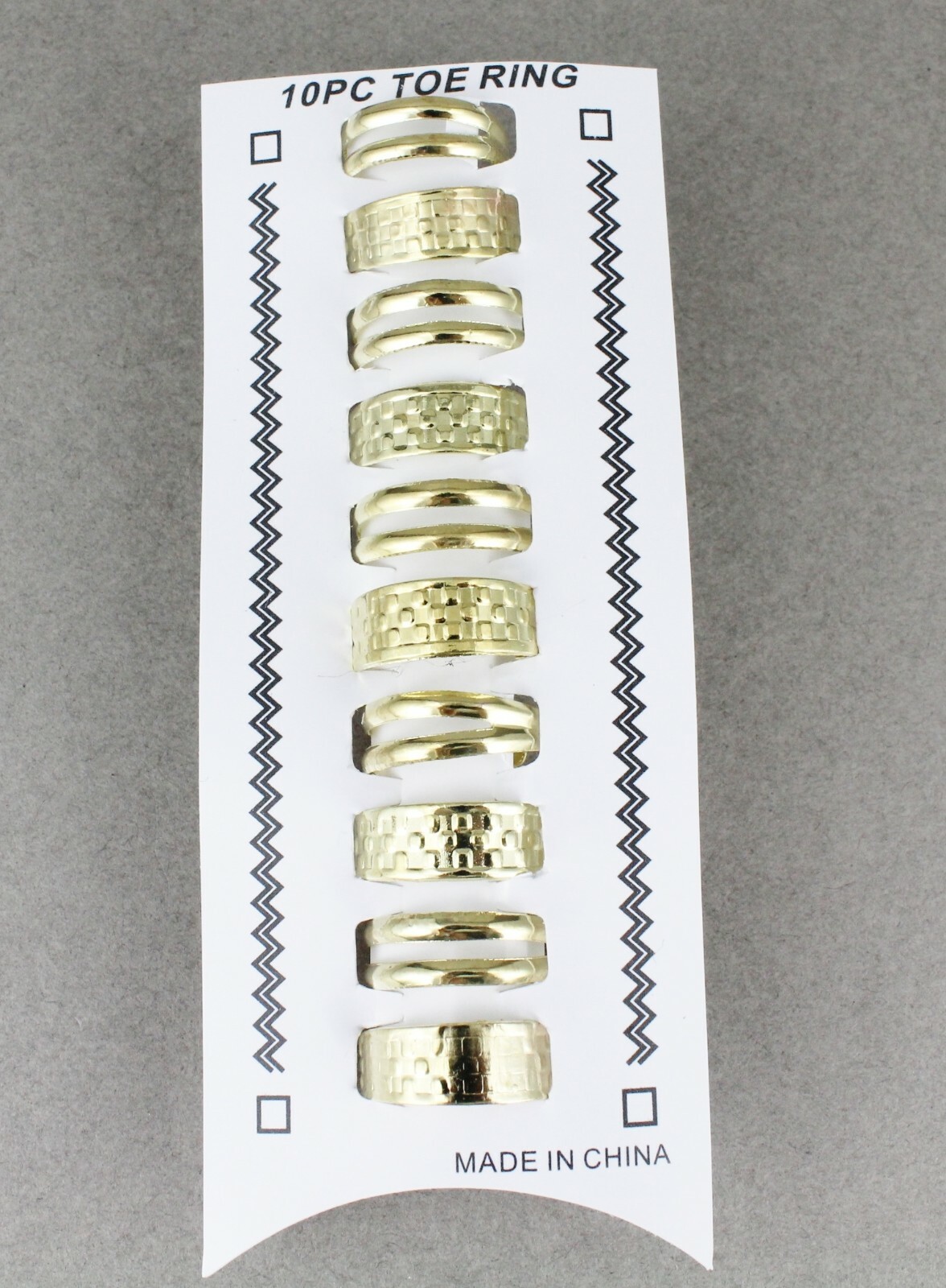 10 Gold toe rings 2line metal toe rings open back adjustable set pack 10
