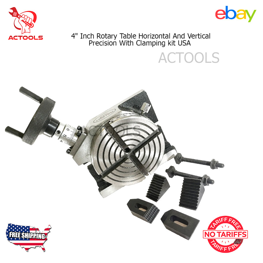 NEW 4" Inch Precision Rotary Table Horizontal And Vertical With Clamping kit USA