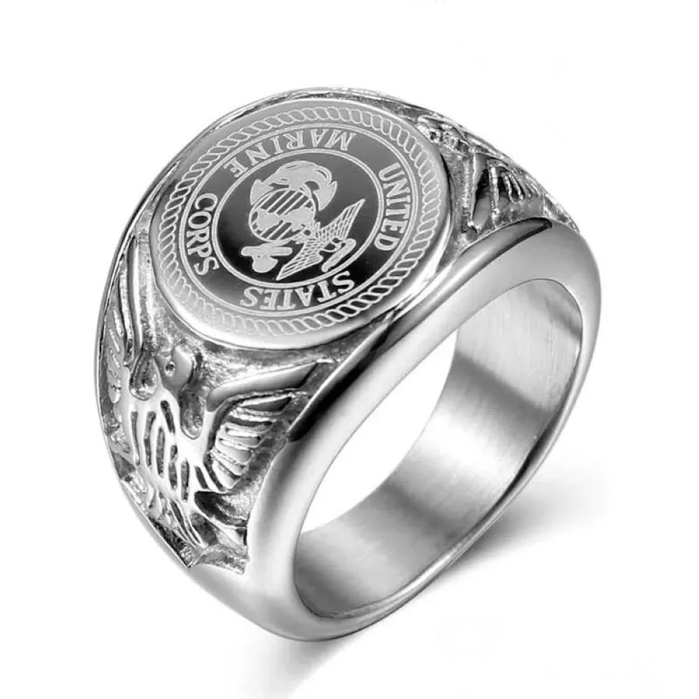 Usa Military Ring United States Marine Corps Us Army Men Signet Stainless Steel