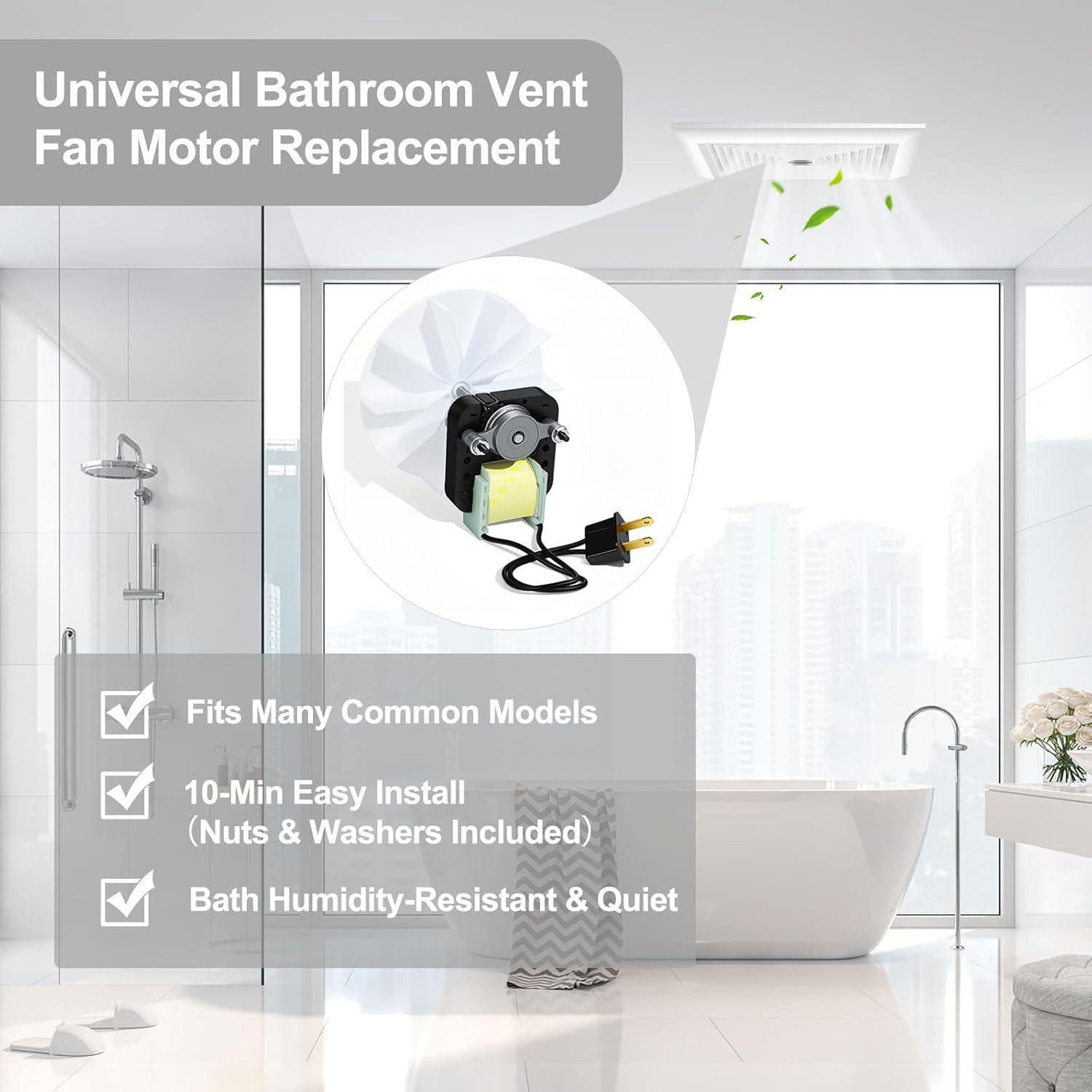 Universal Bathroom Exhaust Fan Motor Kit - 120V 50CFM for Nu-Tone & Br-oan, Bath