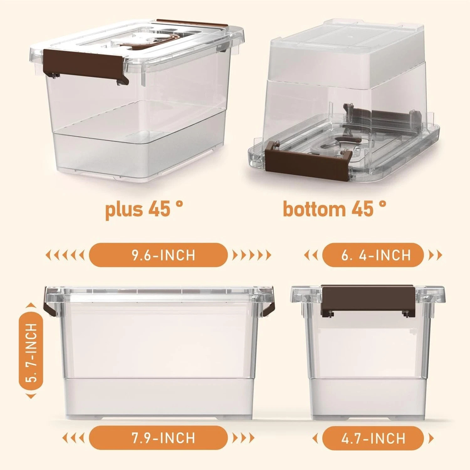 8 Pack Plastic Storage Latch Bins, 4 Quart Clear Plastic Handle Box with Lids...