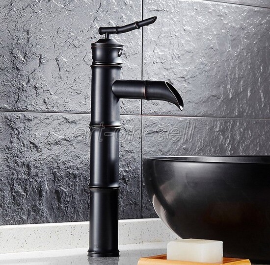 Black Bronze Bamboo Bathroom Vessel Sink Tap Lavatory Vanity Basin Faucet ahg017