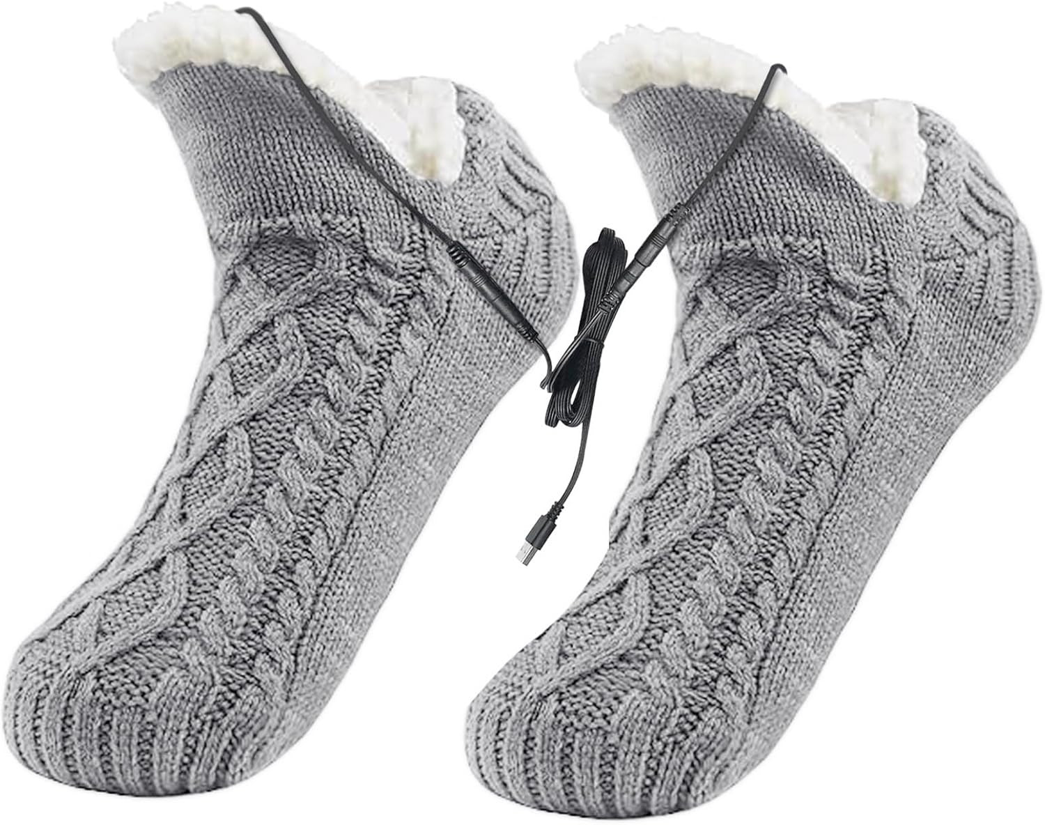 Electric Heated Fleece Socks for Women Teens, Winter Cozy Fleece Lining Foot USB