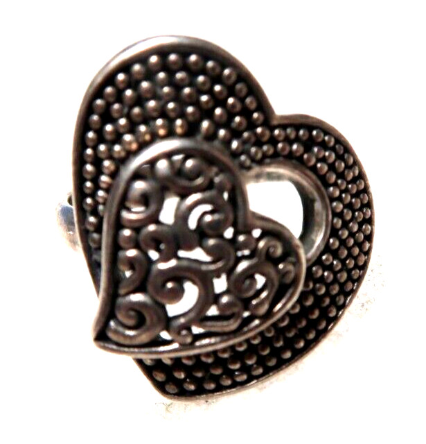 VINTAGE SOUTHWESTERN STERLING SILVER HEART RING ~ SIZE 8