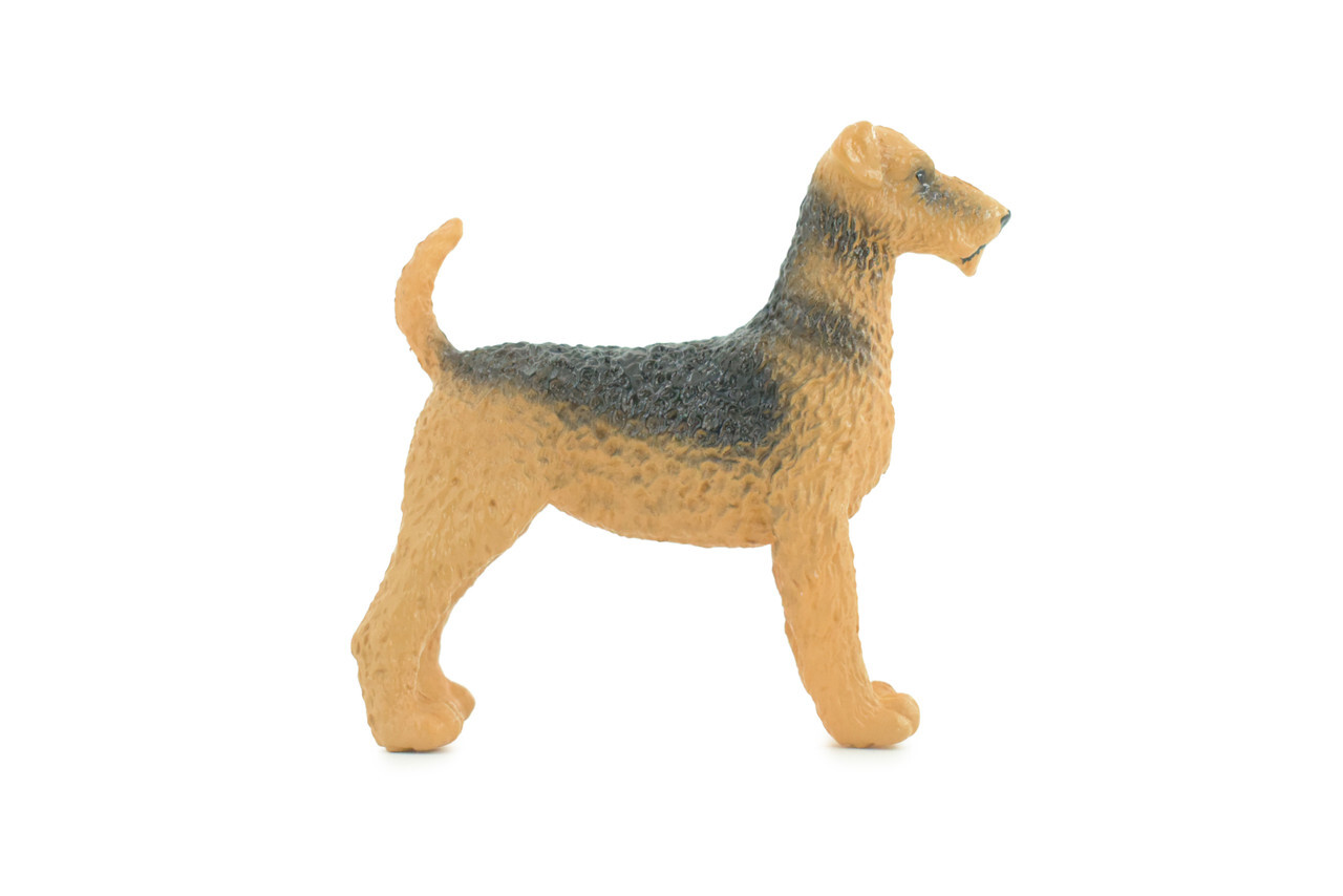 Airedale Dog Toy, Realistic Hand Painted Rubber Model, Gift 3 Inches CH733 BB184