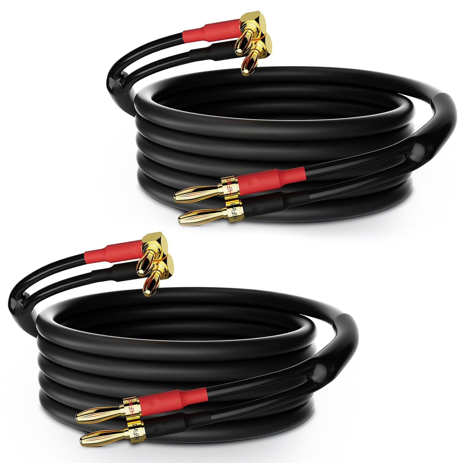 HiFind Speaker Cable Wire 3 Ft/2 Pack with Gold-Plated 90 Degree Angled to St...