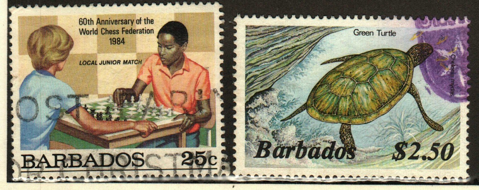 Barbados #632,  657 used  turtle