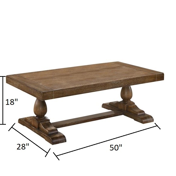 52" Transitional Wood Coffee Table, Living Room Solid Wood Sofa Table, Driftwood