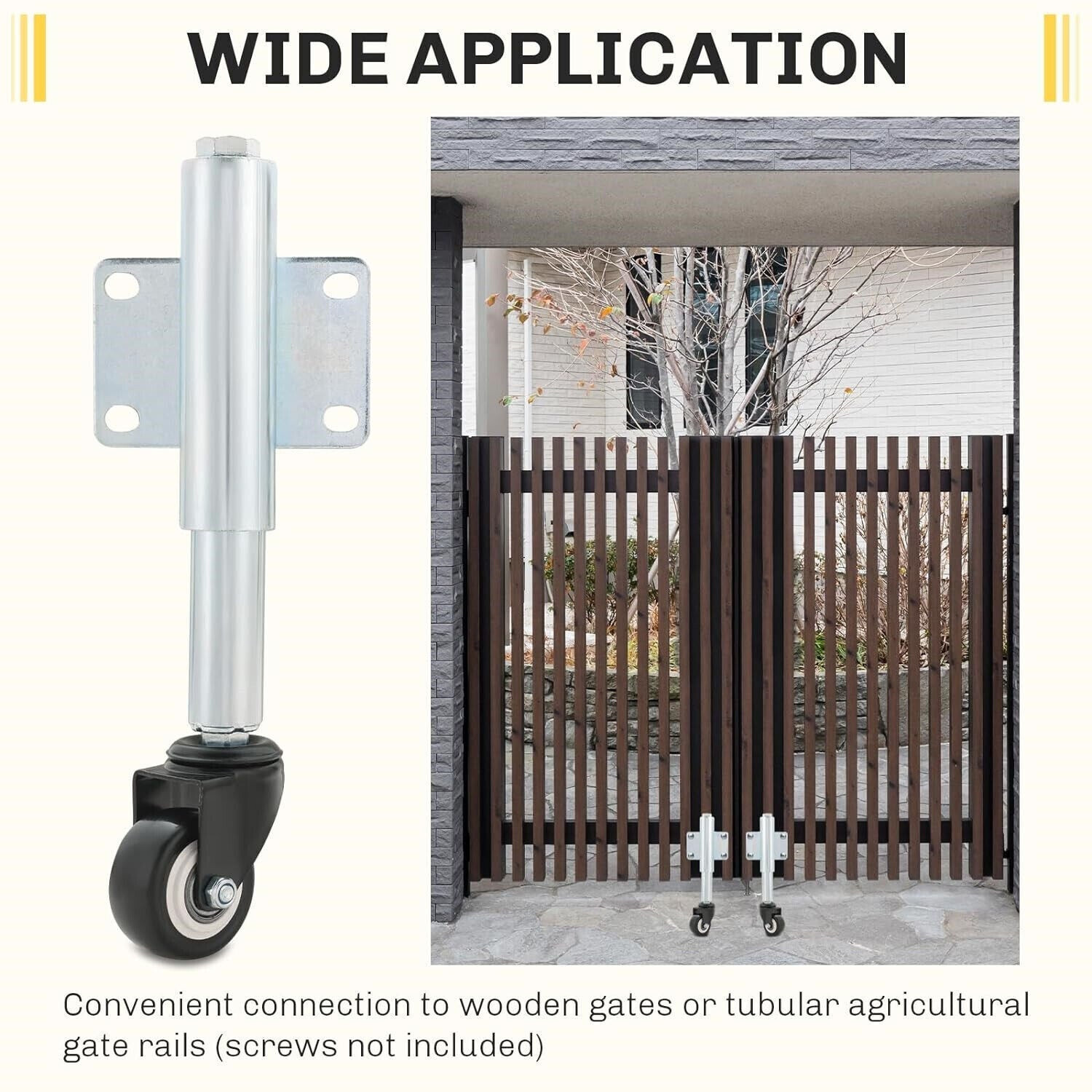 2" Fence Gate Wheels with Spring Rolling Gate Swivel Caster Gate Rollers Support