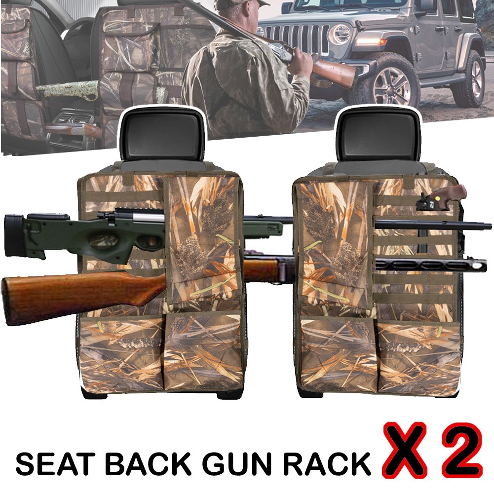 2X Camo Seat Back Gun Rack Rifle Shotgun Car Truck Hunting Storage Bag Holder