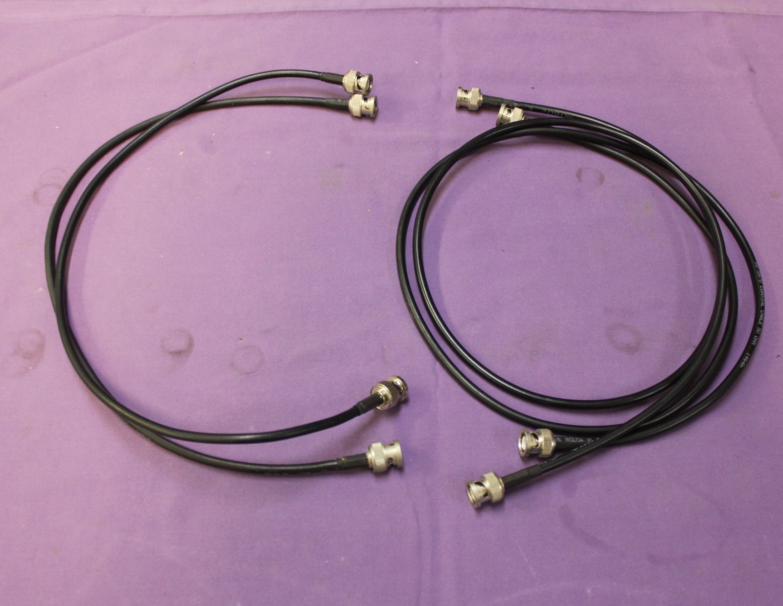 LOT OF 2 RG58 CABLES 3 FT WITH BNC CONNECTOR AND 2 RG58 CABLES 2 FT BNC CONN.