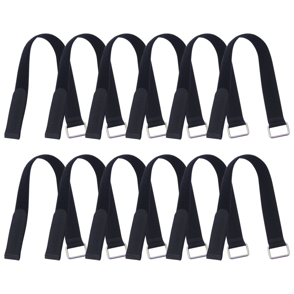 VIGAER 18in Reusable Nylon Hook  Loop Cable Ties w/ Buckle - 12 Pack