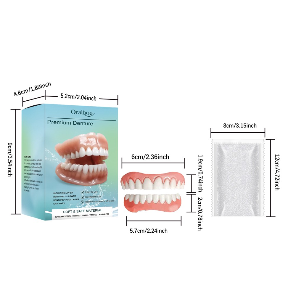Moldable Resin False Teeth Veneers Upper & Lower Temporary Dentures w/Glue kit