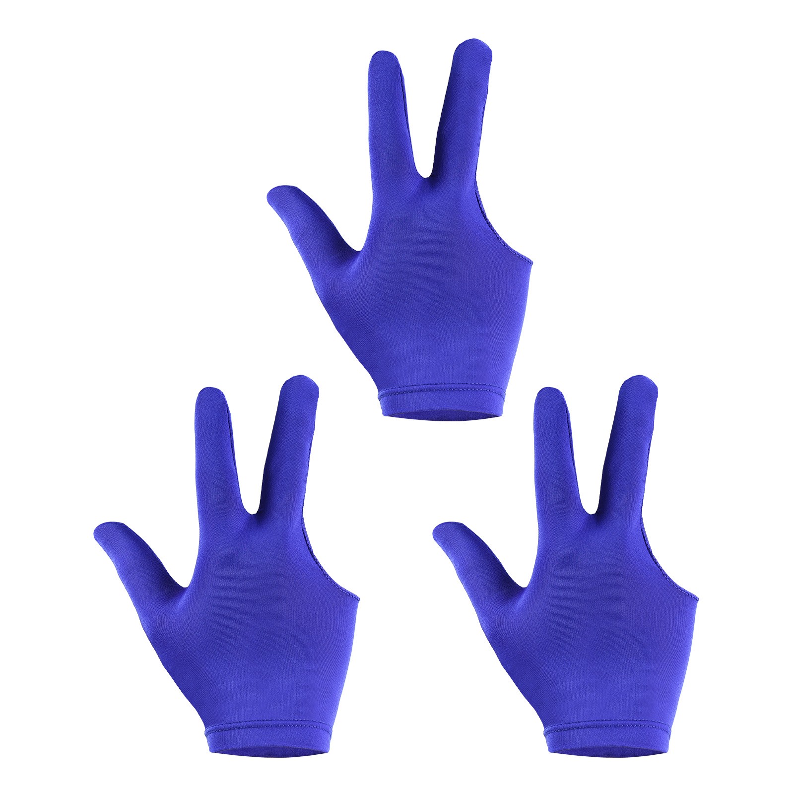 3Pcs 3 Fingers Pool Gloves Billiard Gloves Left & Right Hand Show Gloves Blue