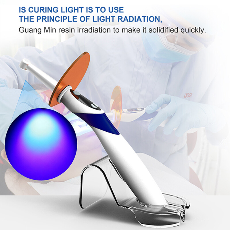 Dental LED Curing Light 1s/3s Cordless Resin Cure Lamp Tools Metal Head 2 Modes