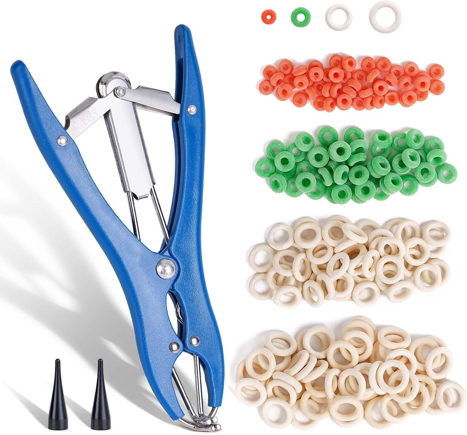 Livestock Castration Bander with 4 Different Sizes of Castrator Rings for Goa...