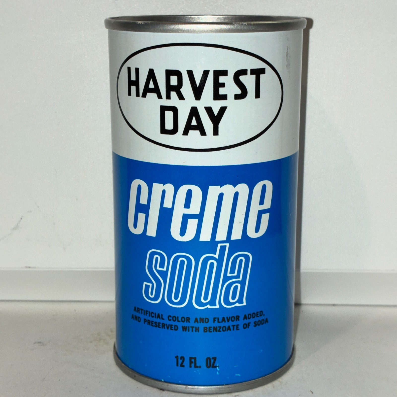 Harvest Day Creme Soda can, bottom opened