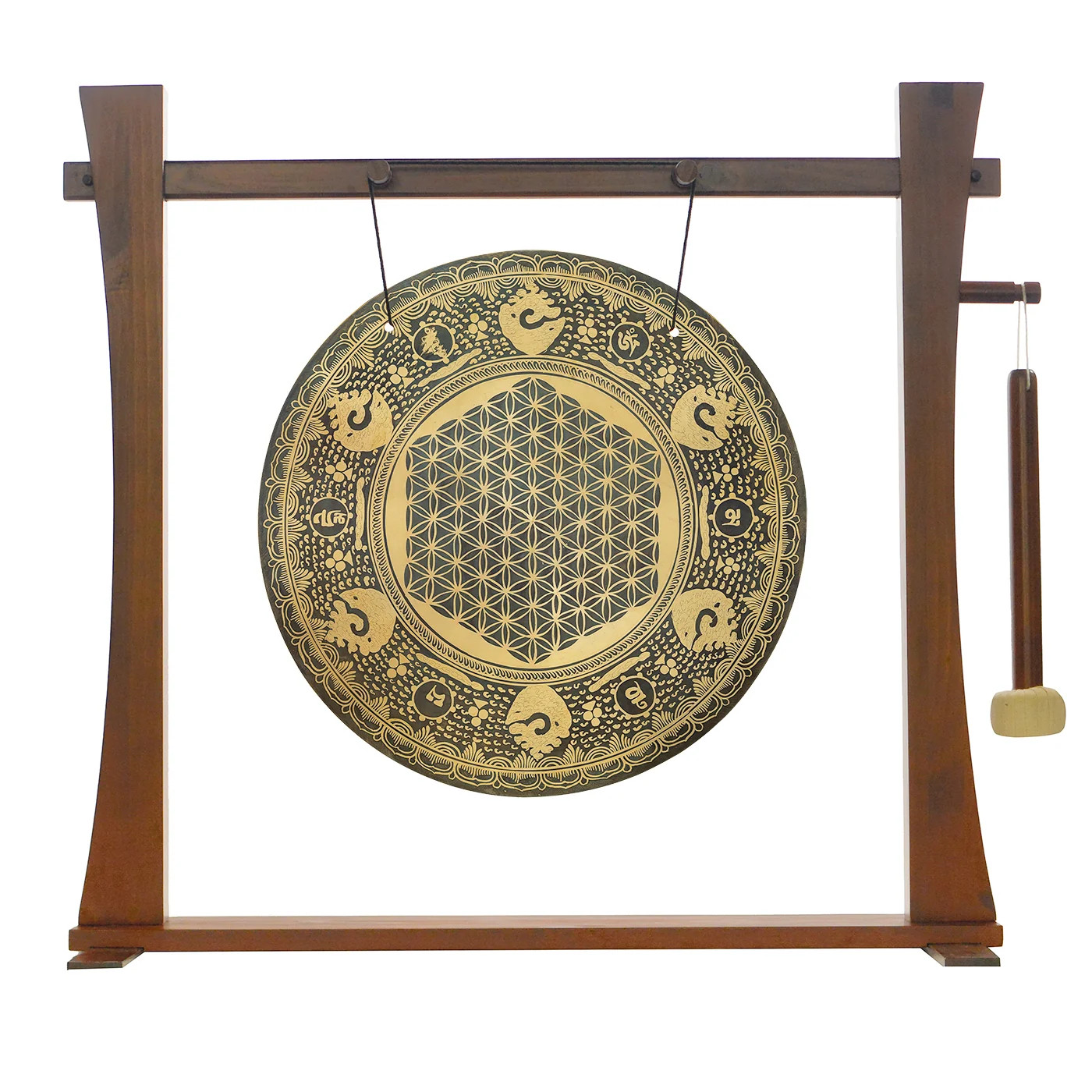18" Flower of Life Prayer Gong on Spirit Guide Gong Stand