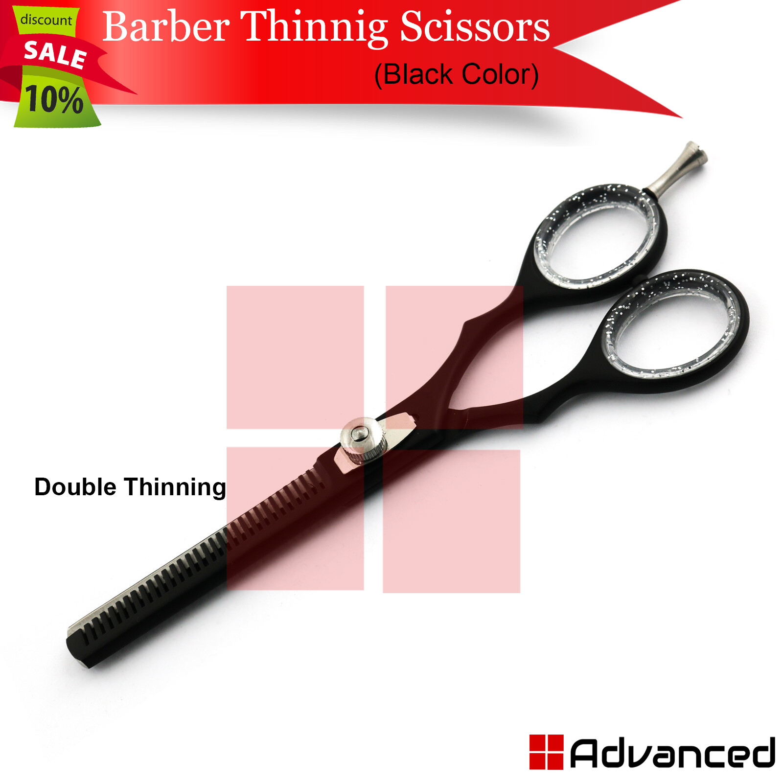 Black Double Thinning Scissors 6" Salon Stylist Texture Shears Hair Razor Sharp
