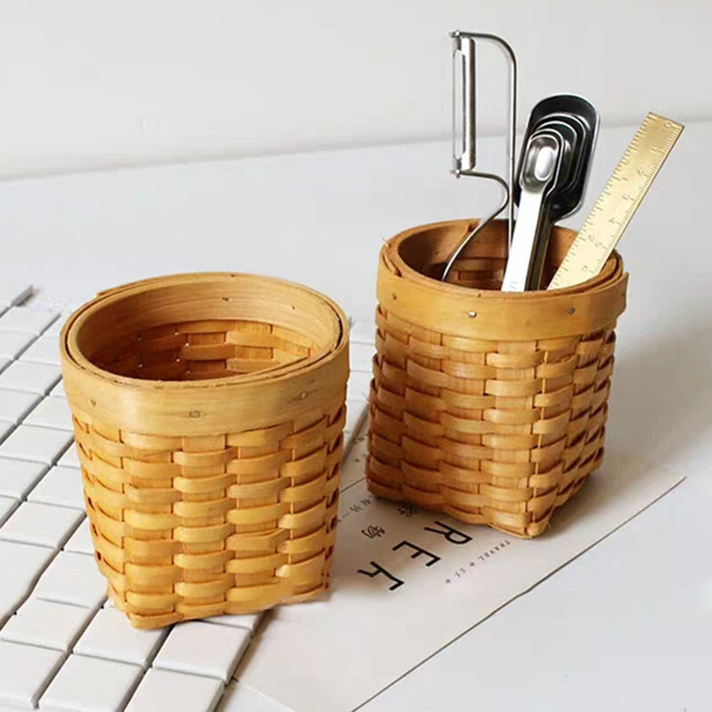 1pc Woven Storage Basket Pencil Holder Home Decoration Sundries Pen Container