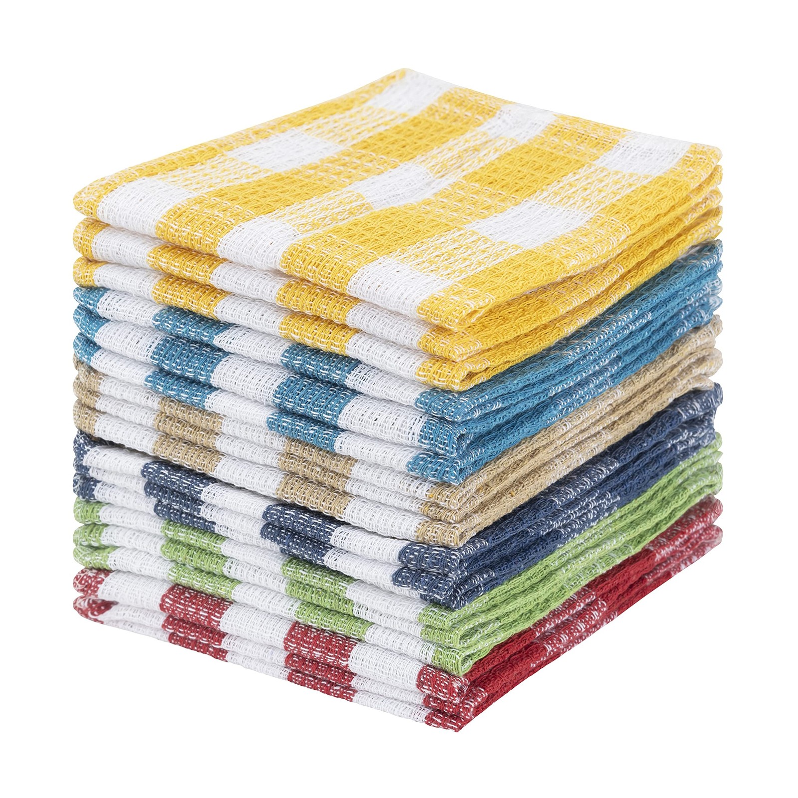 American Linen 18-Pack Cotton Kitchen Dish Cloths - 12x12 inches, Multicolor,...