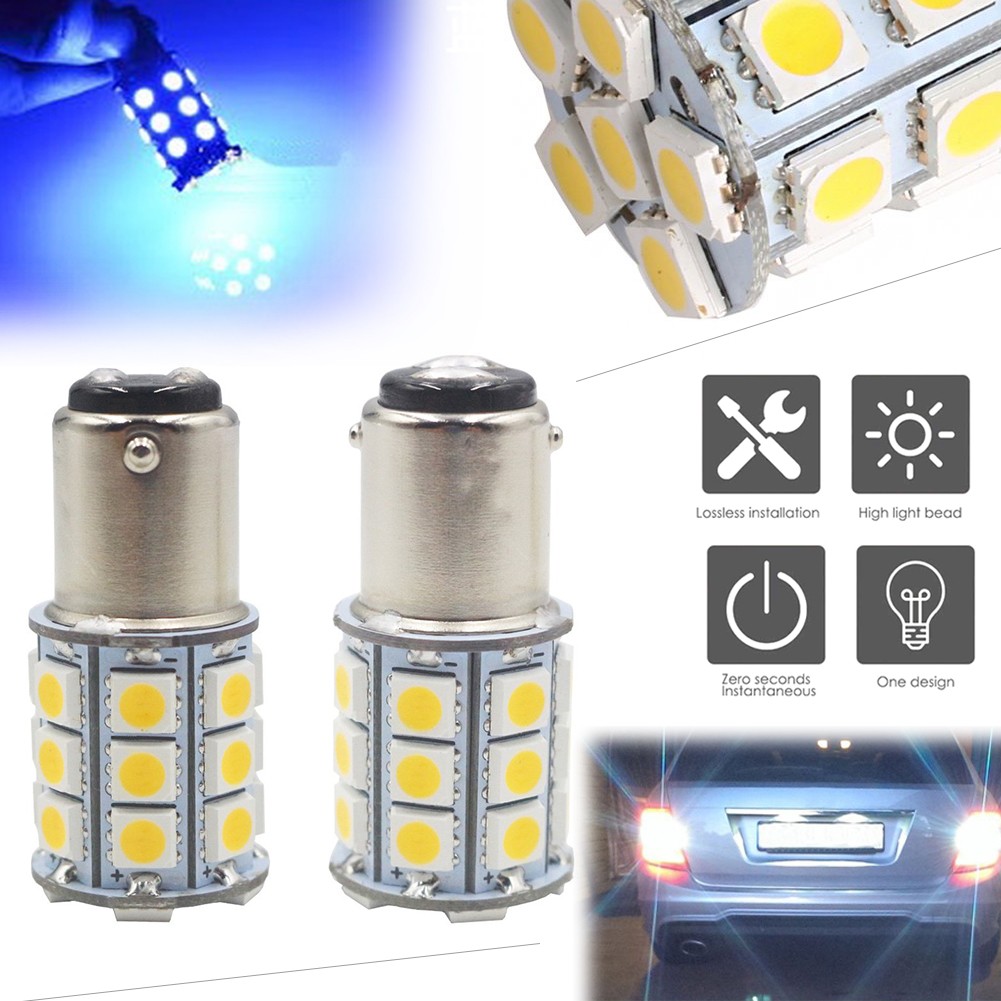 2pcs Blue 27PCS SMD BA15D Tail Lights Bulbs 1004 1076 1142 Fit Cabin Marine Boat