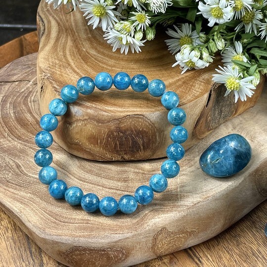 Natural Blue Apatite Manifestation & Motivation Premium Stretch 6mm Bracelet