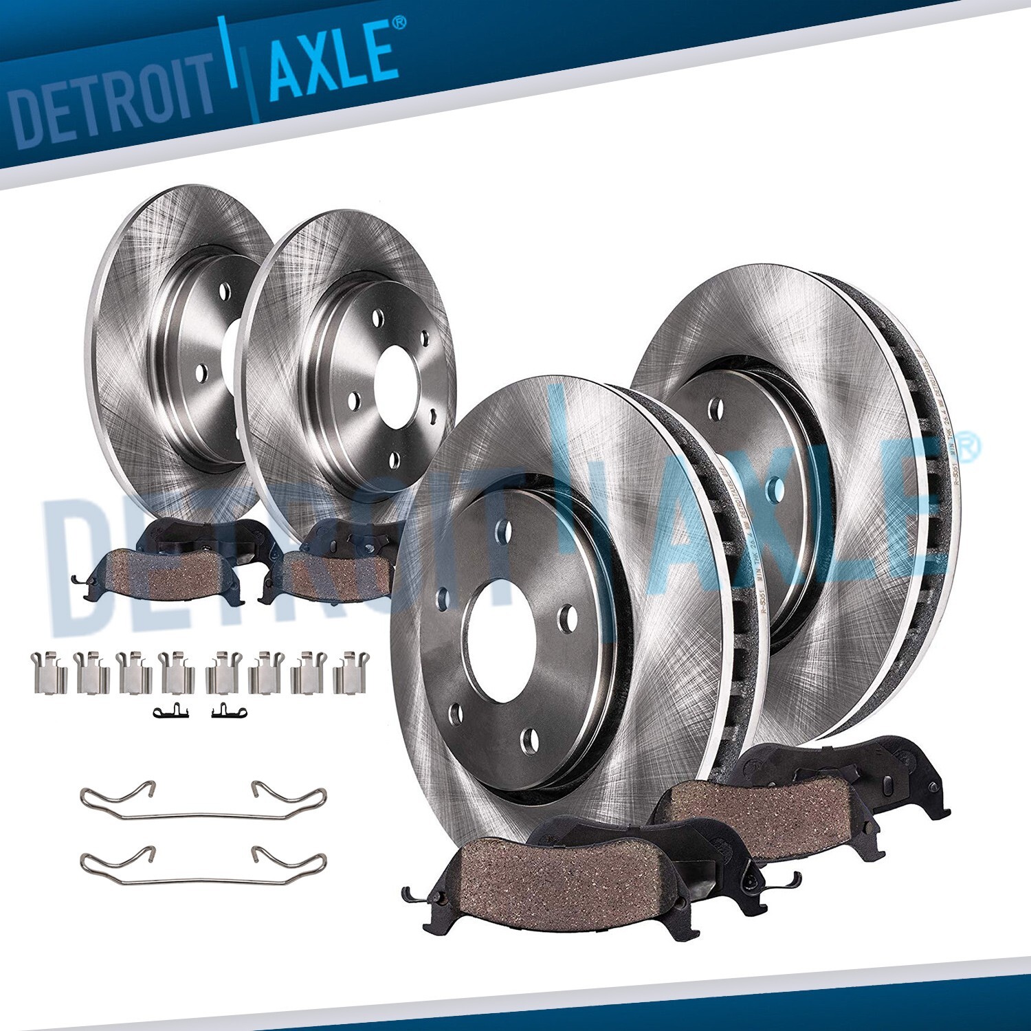 5-Lug Front & Rear Rotors + Ceramic Brake Pads for 1999-2004 Jeep Grand Cherokee
